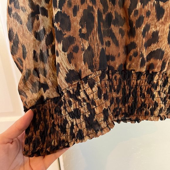 The Limited - Transparent Leopard Print Halter Neck Flouncy Blouse - M - Picture 6 of 7